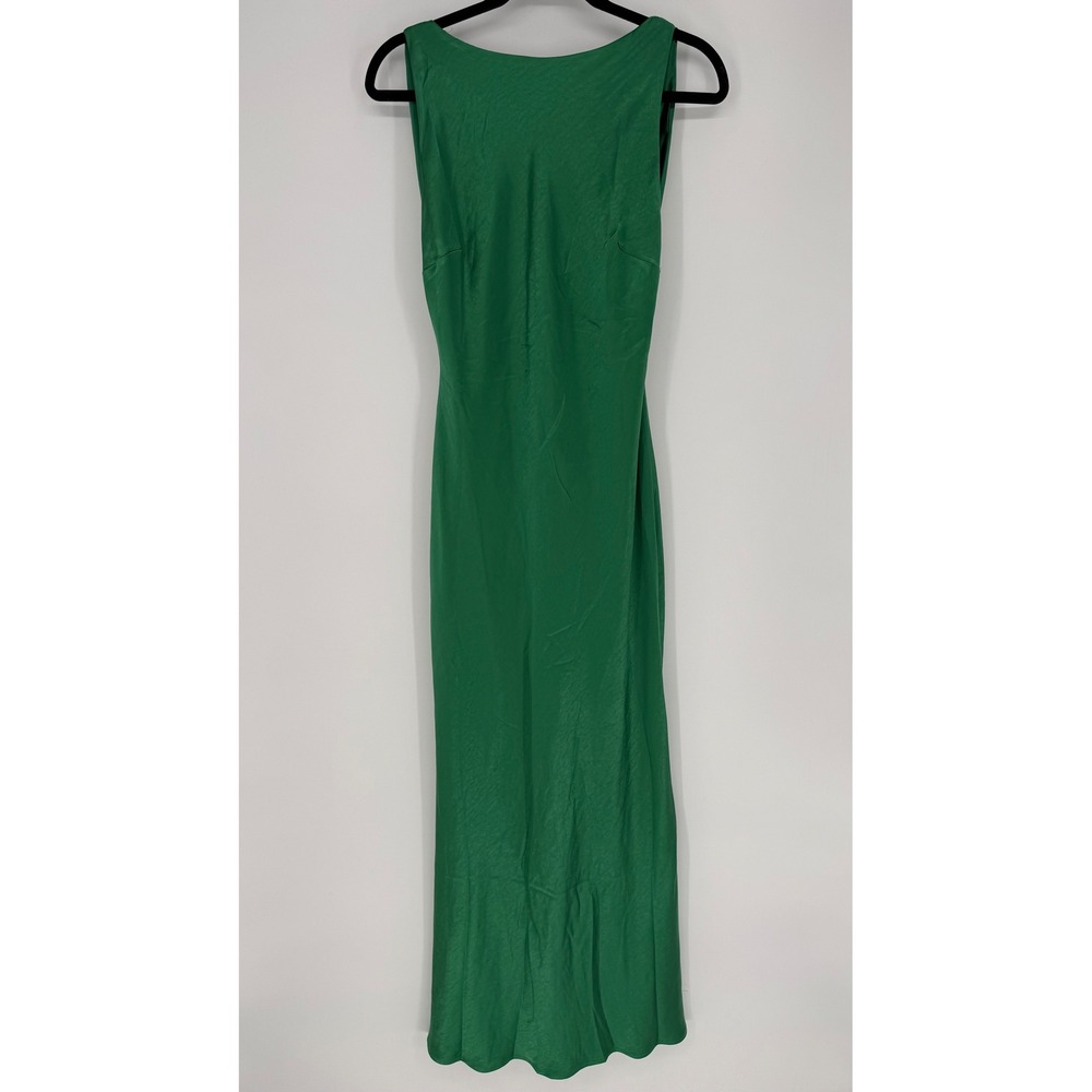 RUNAWAY THE LABEL RAELYN MAXI DRESS EMERALD GREEN SATIN OPEN BACK MEDIUM NWT
